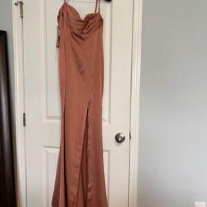 NEW Azazie Barbie Satin Dress in Bronzer